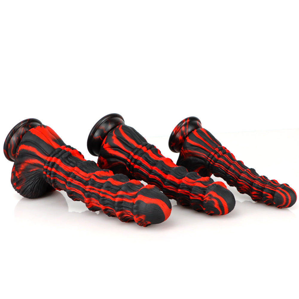 Dark Bamboo Ribbed Silicone Fantasy Dildo