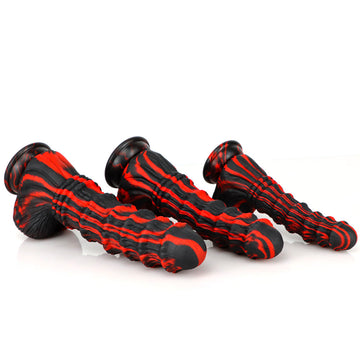 Dark Silicone Bamboo Ribbed Dildo