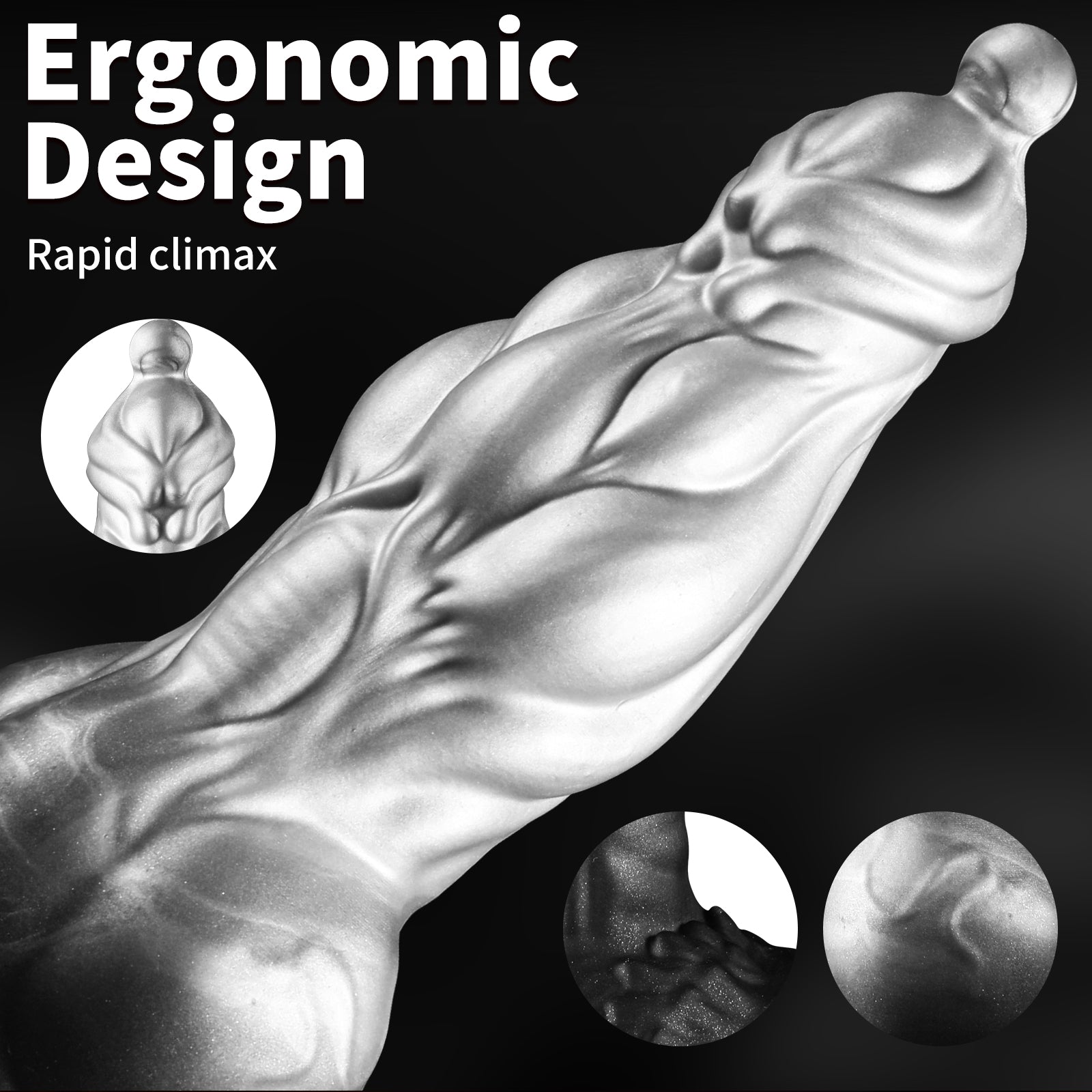 8 Inch Silver Fantasy Silicone Knot Dildo