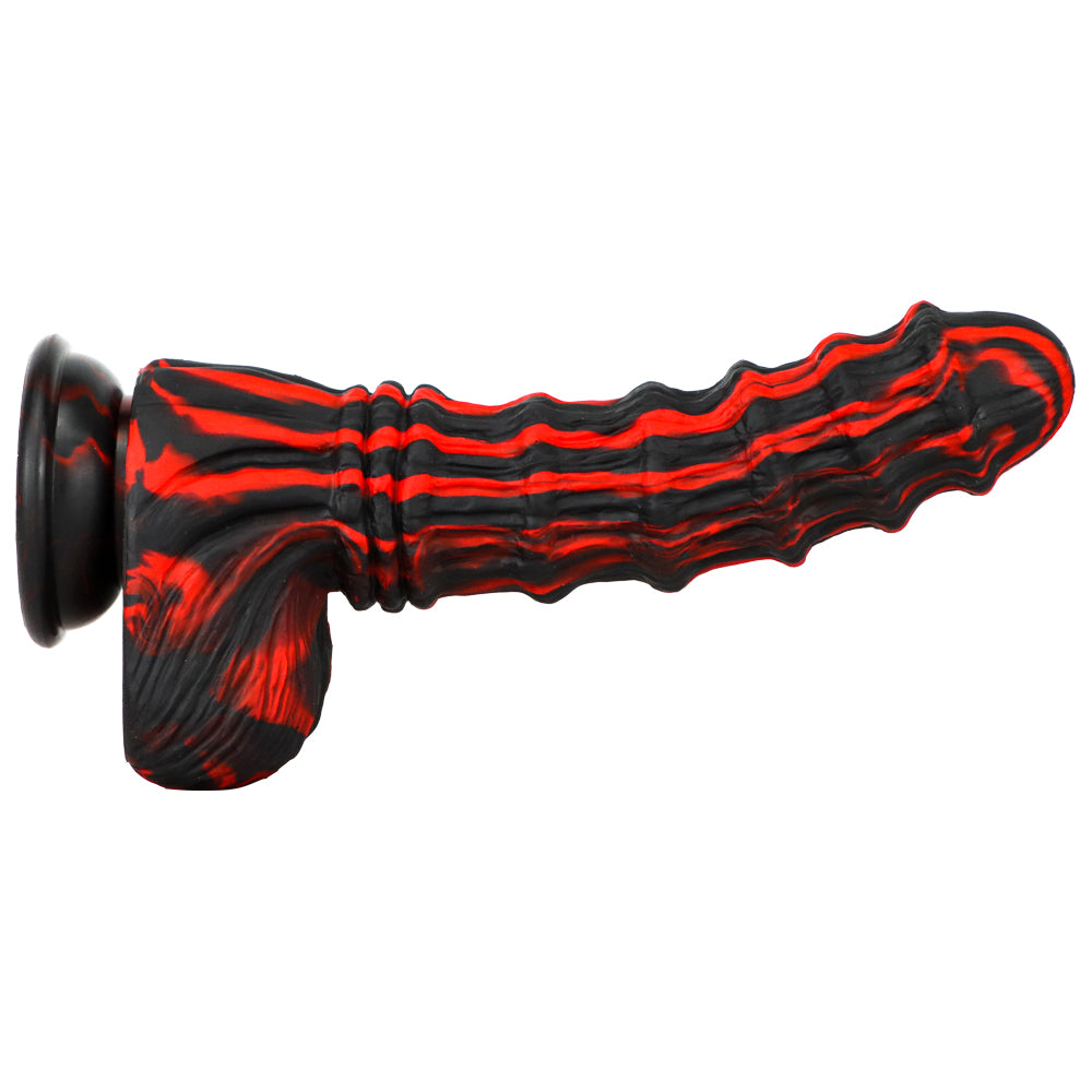 Dark Bamboo Ribbed Silicone Fantasy Dildo
