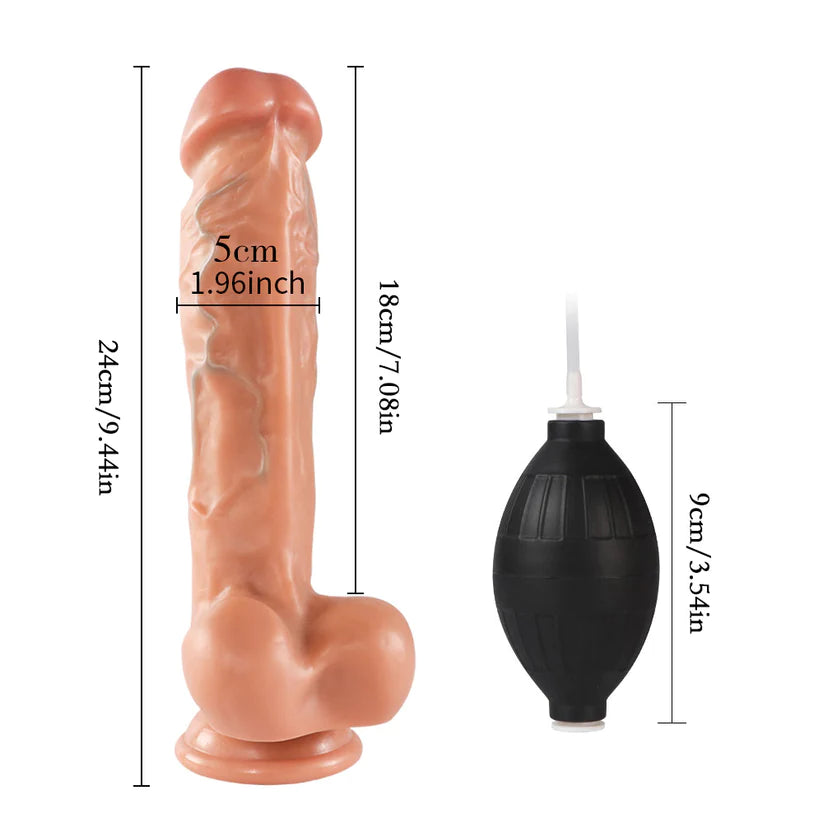 Realistic Squirting Dildo 9 Inch Strap On