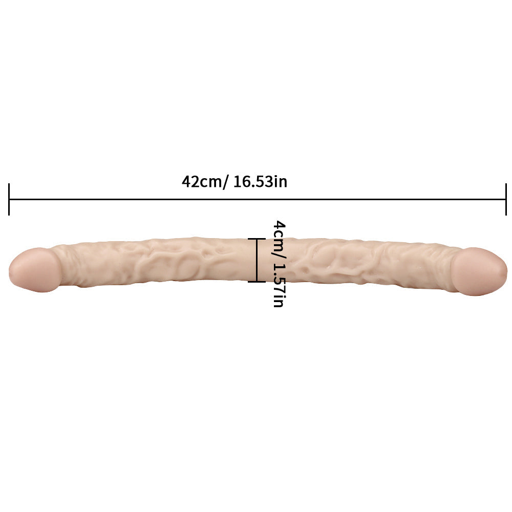 16 Inch Extra Long White Double Headed Dildo