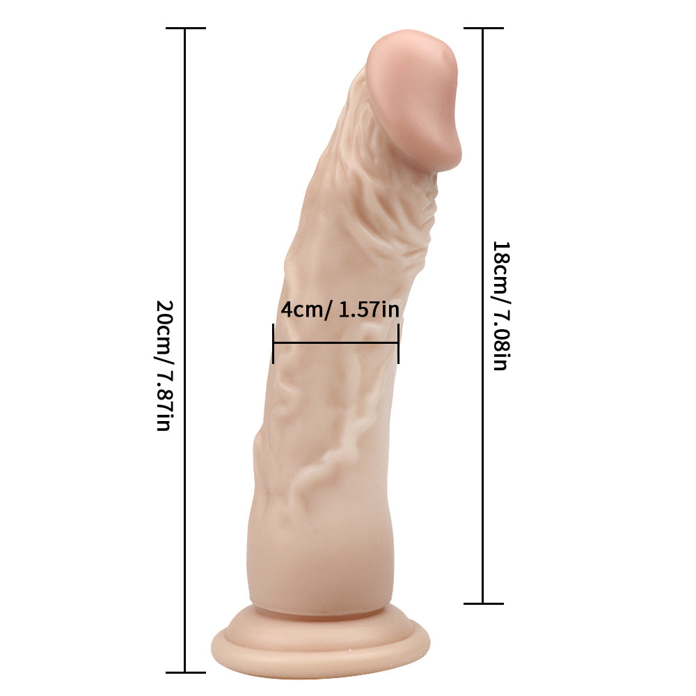 8 Inch Caucasian Ballless Realistic Dildo
