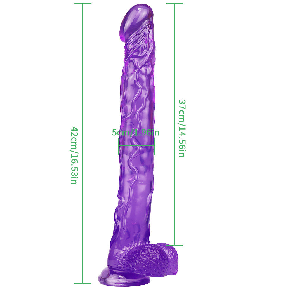 16 Inch Purple Extra Long Jelly Dildo
