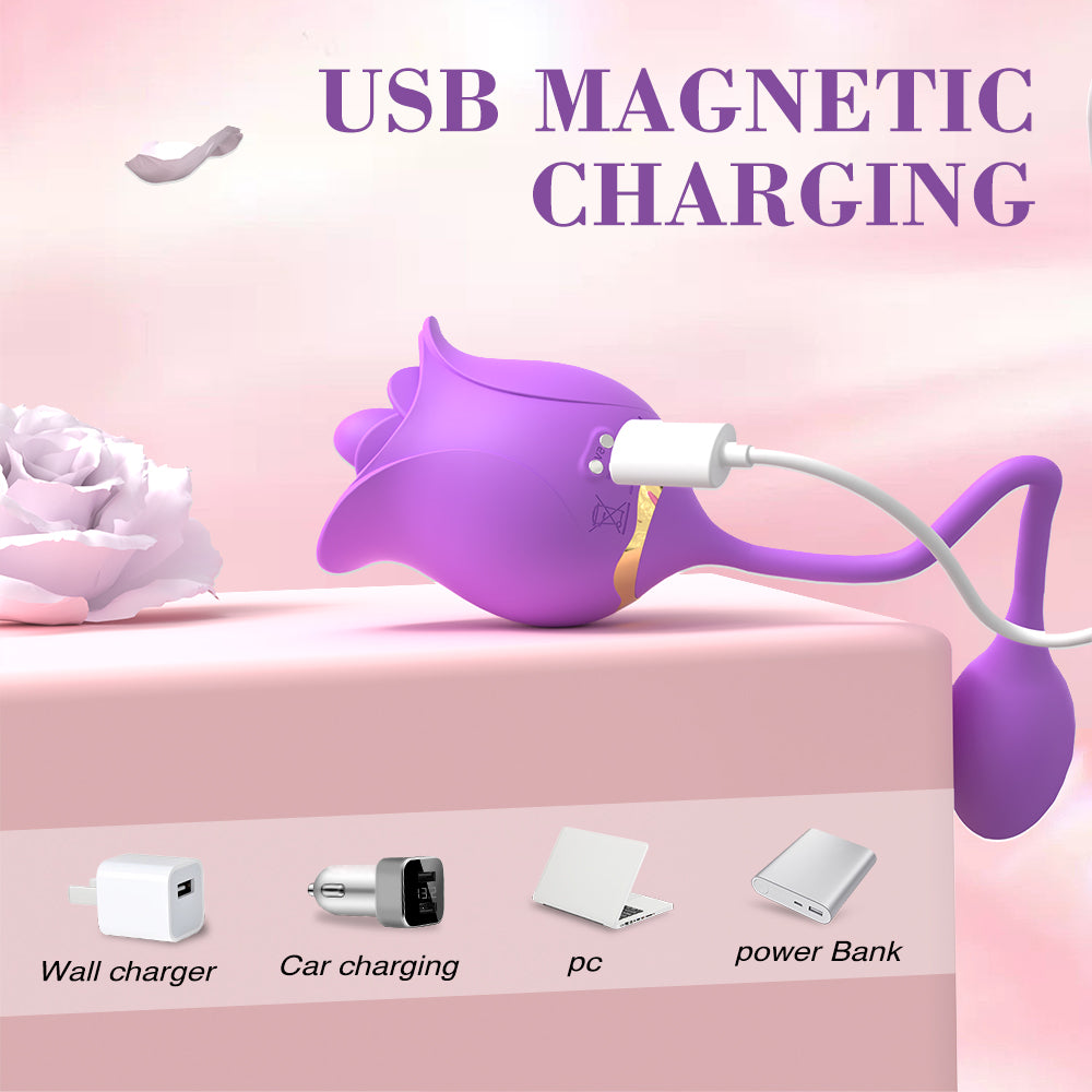 Purple Dual Ended Rose Toy Egg Vibrator