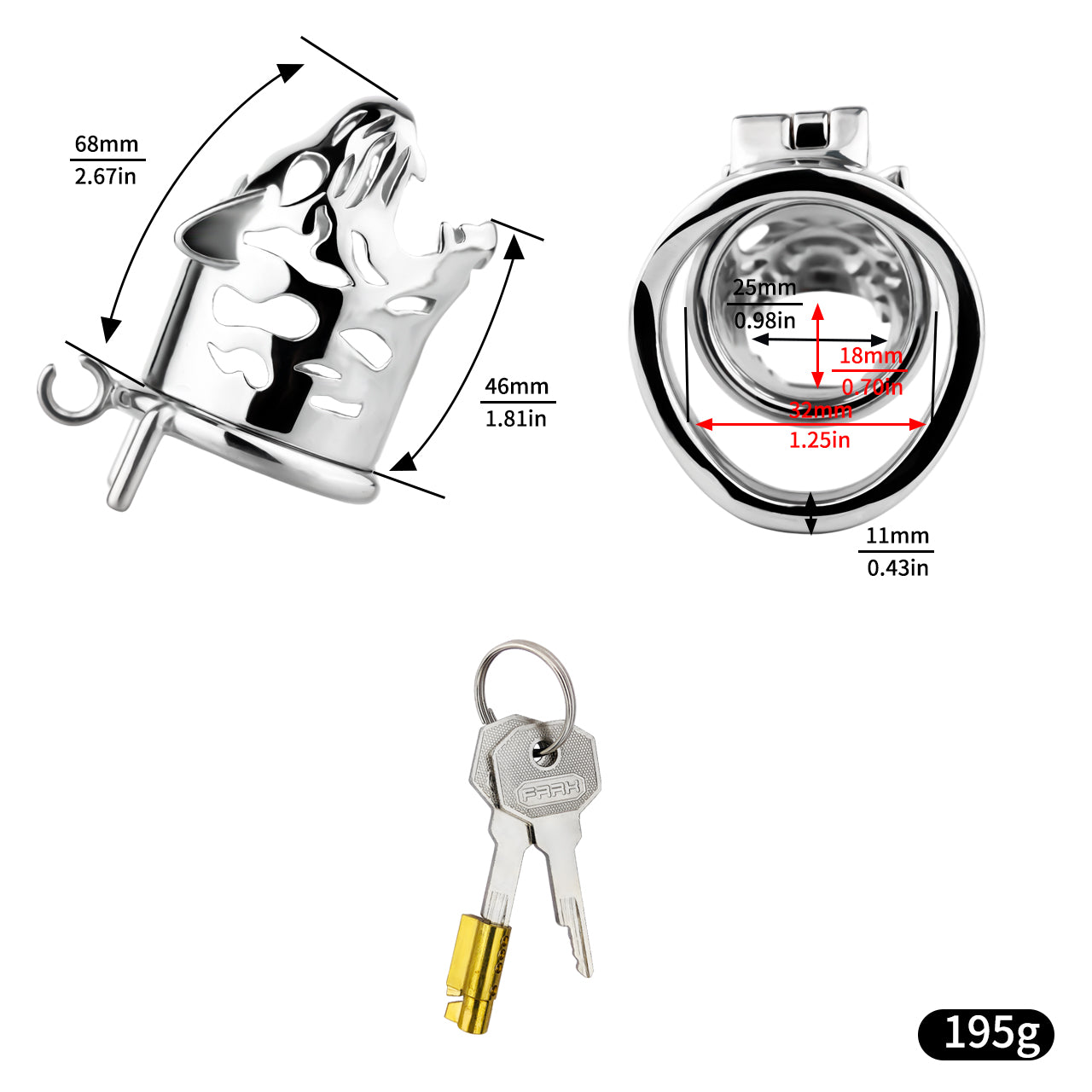 Tiger Head Stainless Steel Male Cock Cage