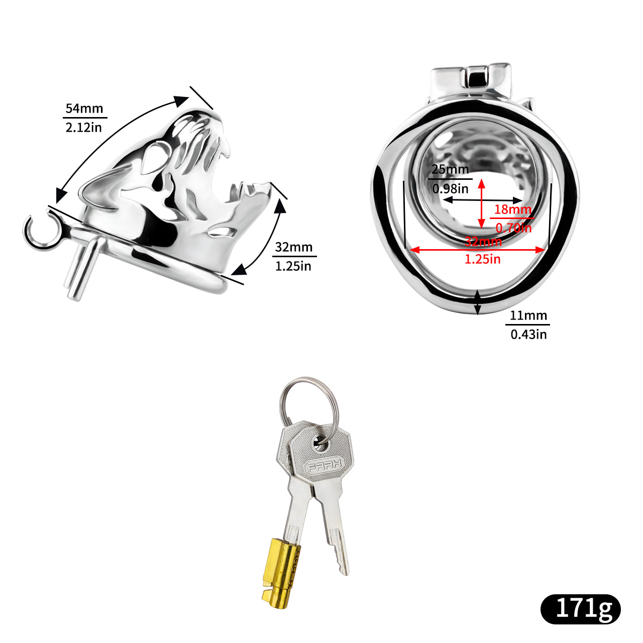 Tiger Head Stainless Steel Male Cock Cage