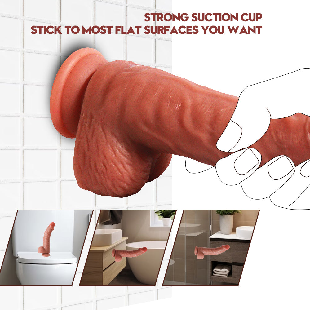 8 Inch Silicone Suction Cup Realistic Dildo