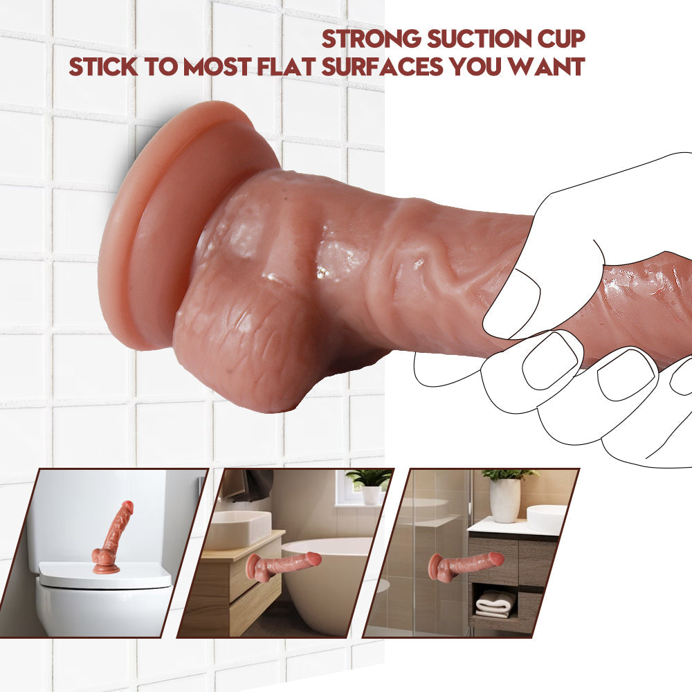 6 Inch Curved Silicone Realistic Small Dildo