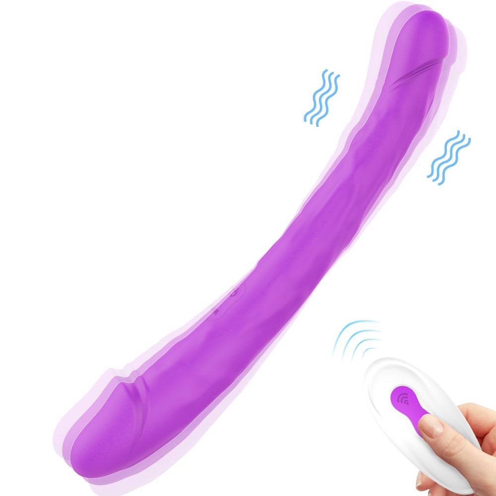 Remote Control Free Bending 11.96 Inch Double-Ended Dildos Purple Dildo