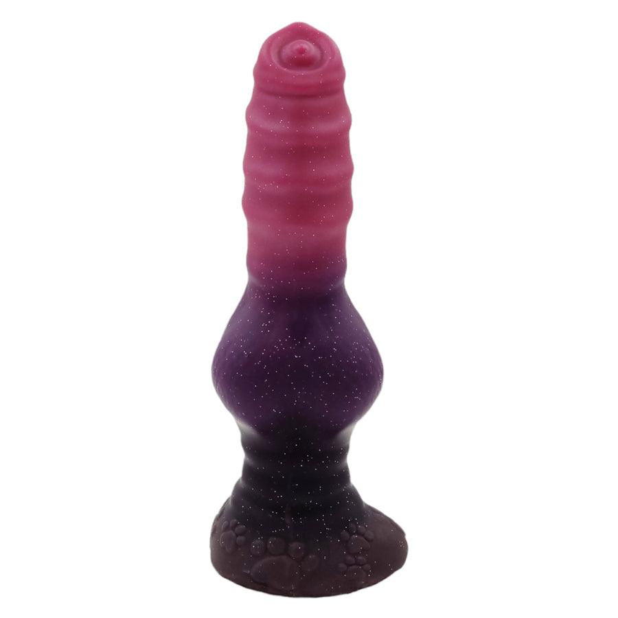 10 Inch Purple Glitter Dog Ribbed Dildo