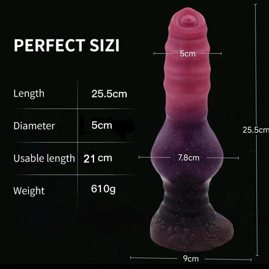 10 Inch Purple Glitter Dog Ribbed Dildo