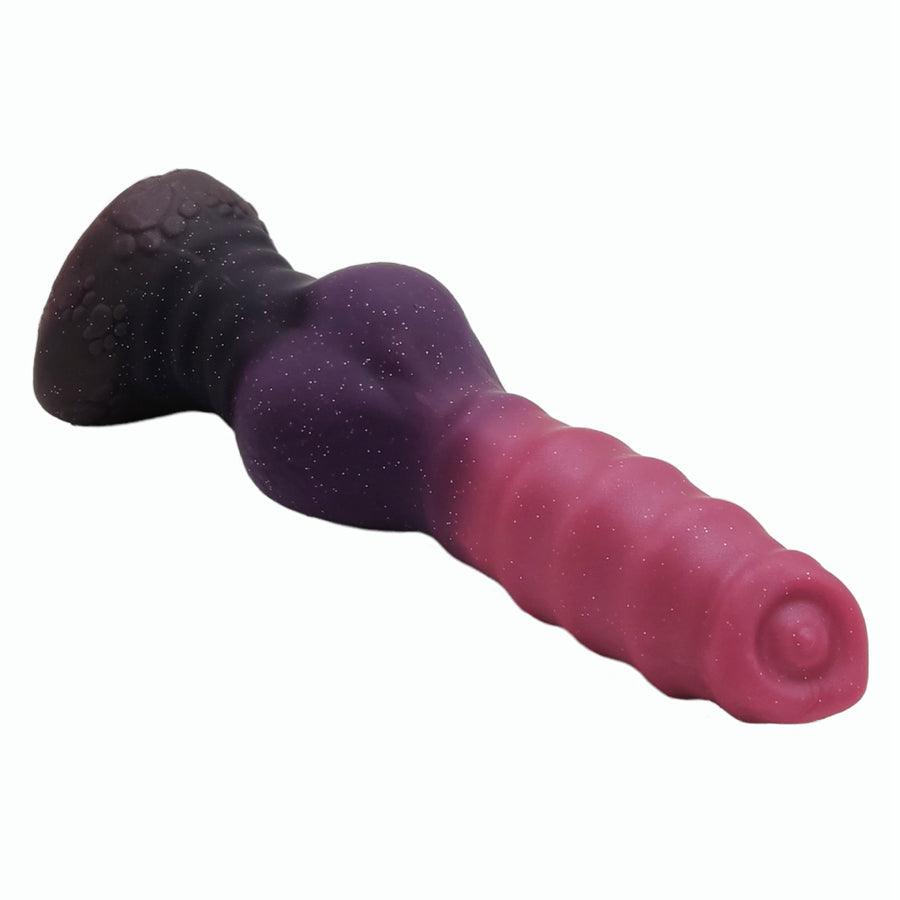 10 Inch Purple Glitter Dog Ribbed Dildo