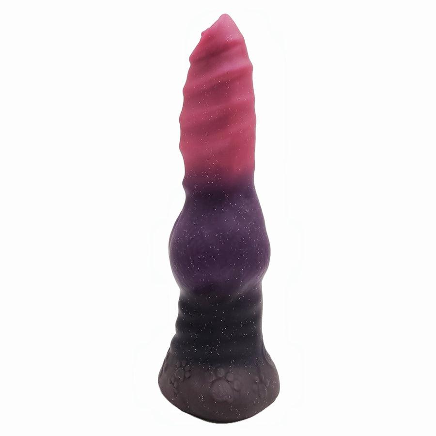 10 Inch Purple Glitter Dog Ribbed Dildo