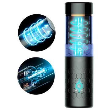 Black Hands Free Rotating Retractable Masturbator