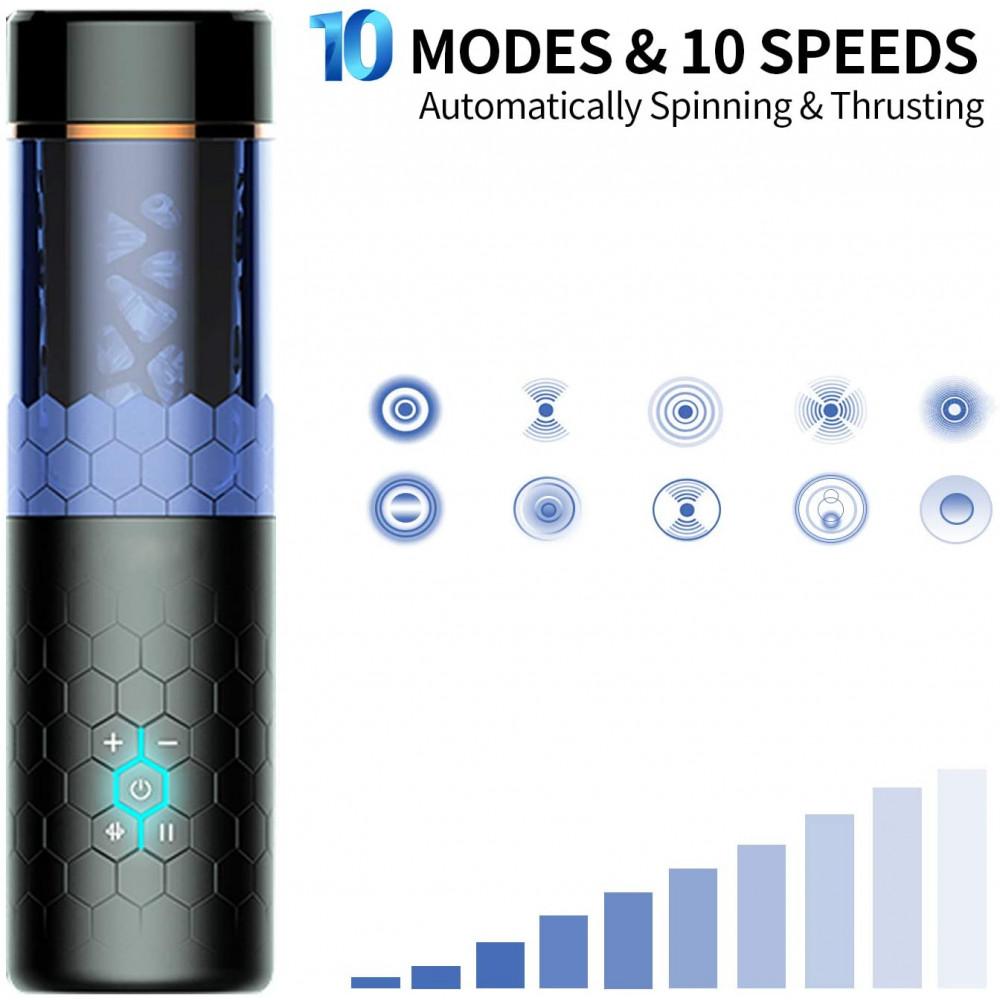 Black Hands Free Rotating Retractable Masturbator