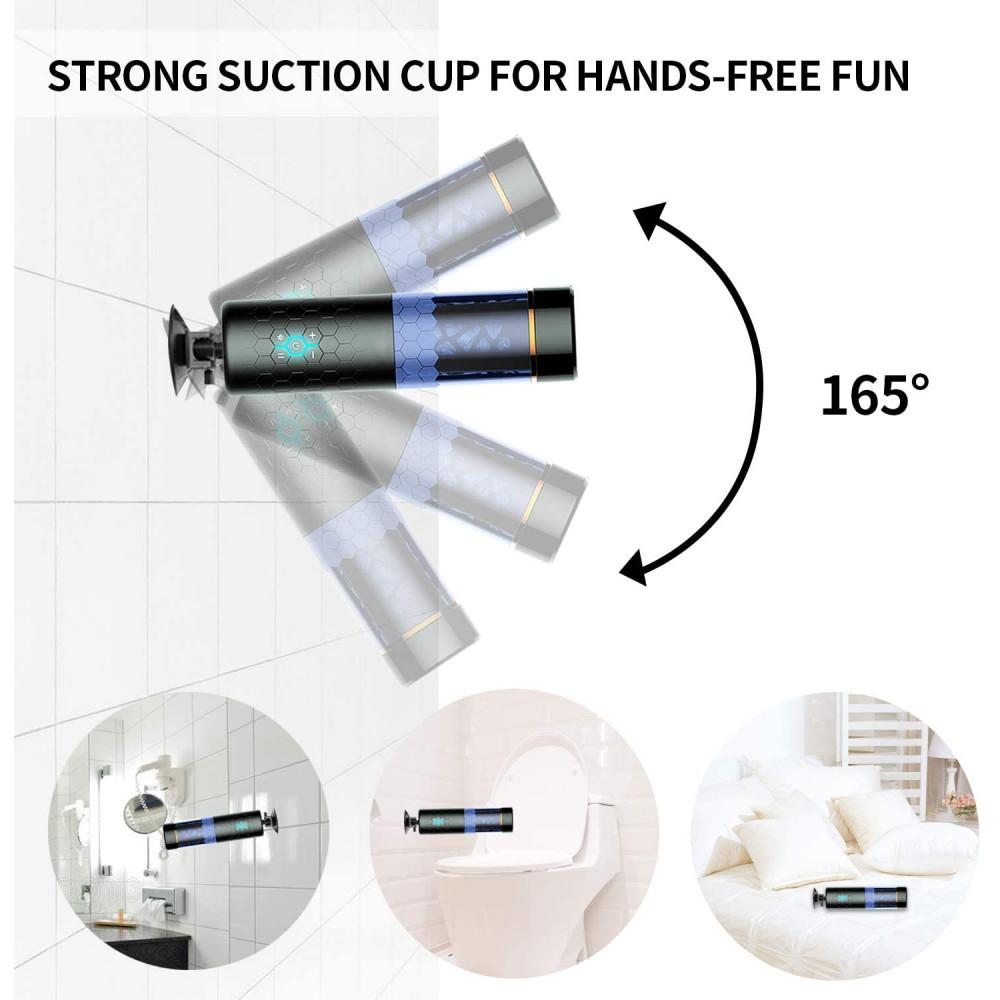 Black Hands Free Rotating Retractable Masturbator