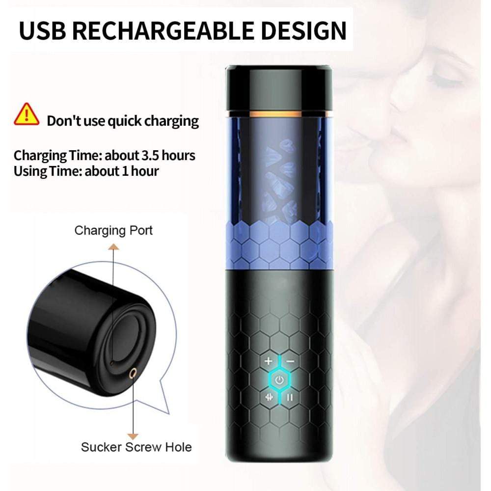 Black Hands Free Rotating Retractable Masturbator