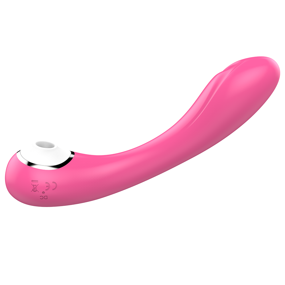 Pink Curved Double Headed Clit Sucking Vibrator