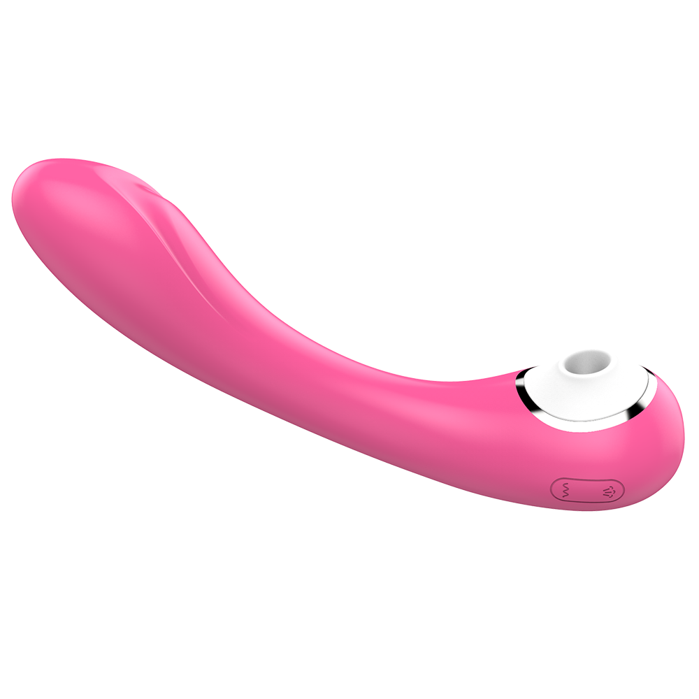 Pink Curved Double Headed Clit Sucking Vibrator