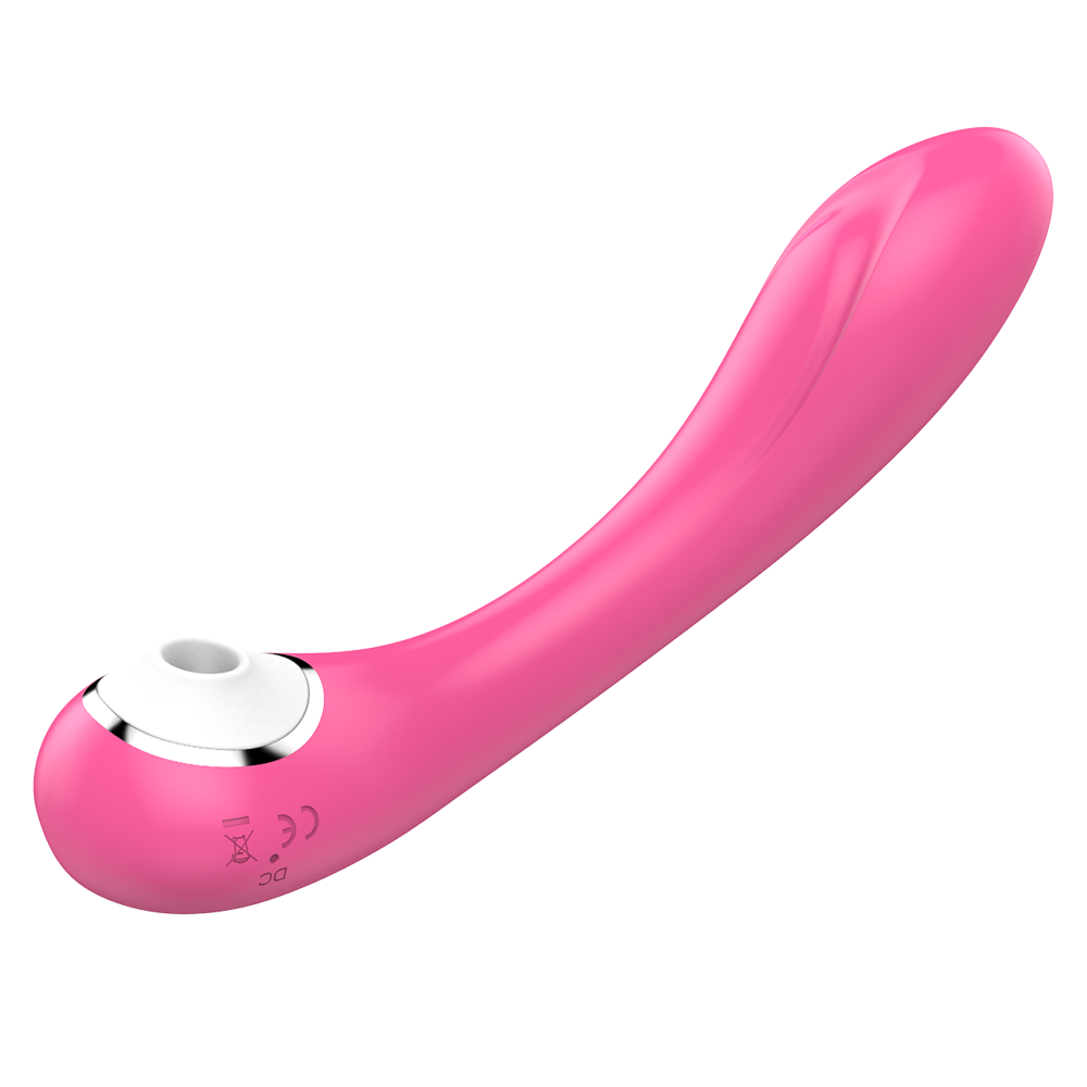 Pink Curved Double Headed Clit Sucking Vibrator