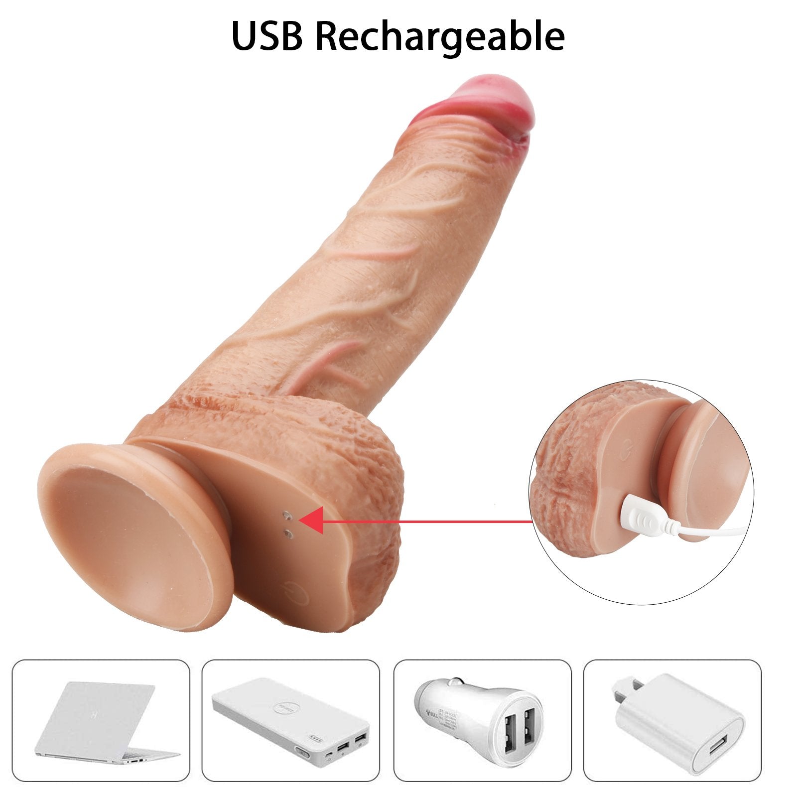 9 Inch Thrusting Rotating Vibrating Super Realistic Silicone Dildo