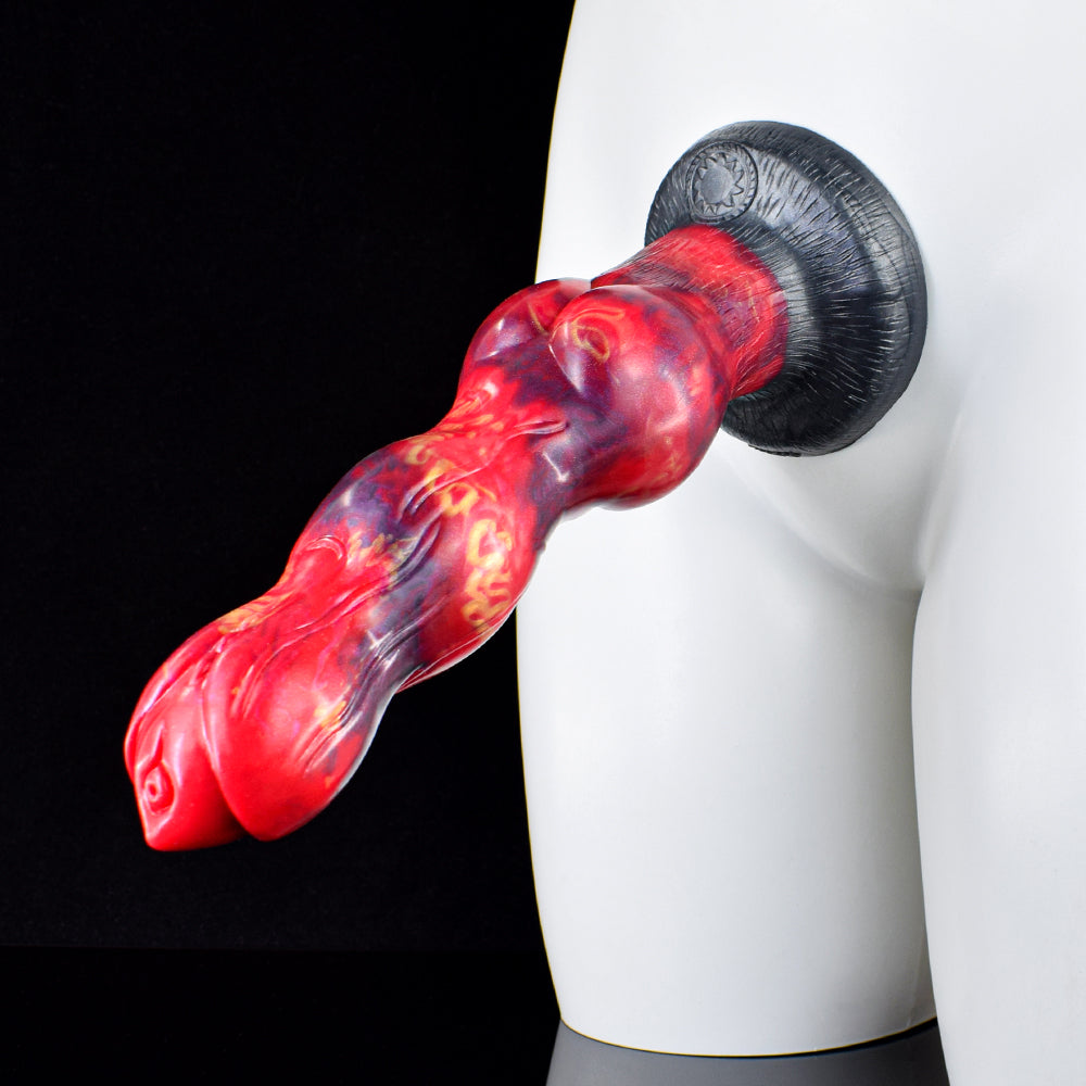 10 Inch Triple Knot Red Monster Horse Dildo