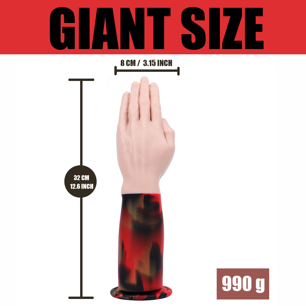12 Inch Realistic Brown Hand Fist Dildo