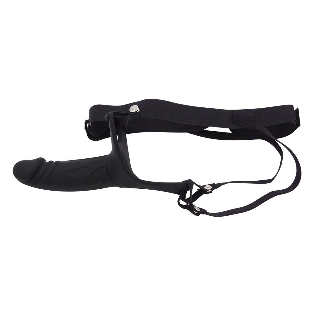 Black Silicone Hollow Strap On Dildo