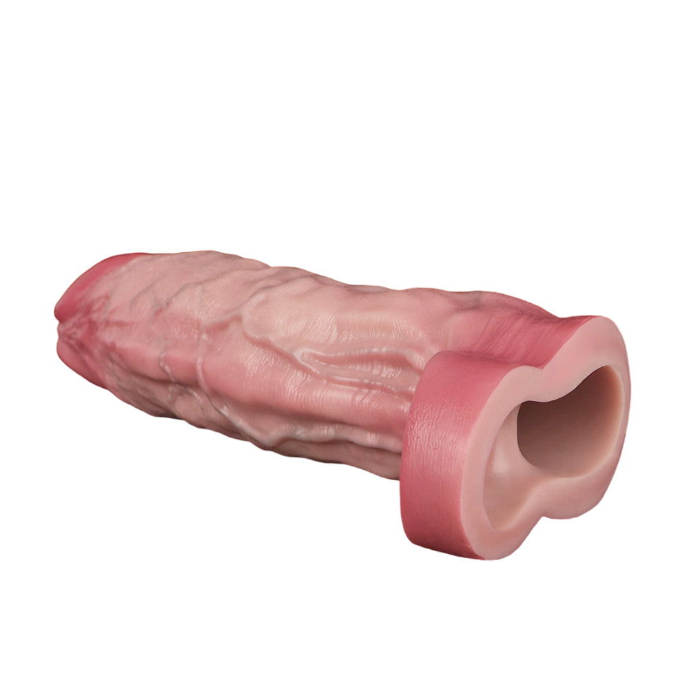 8 Inch Real Textured Vibrating Cock Sleeve