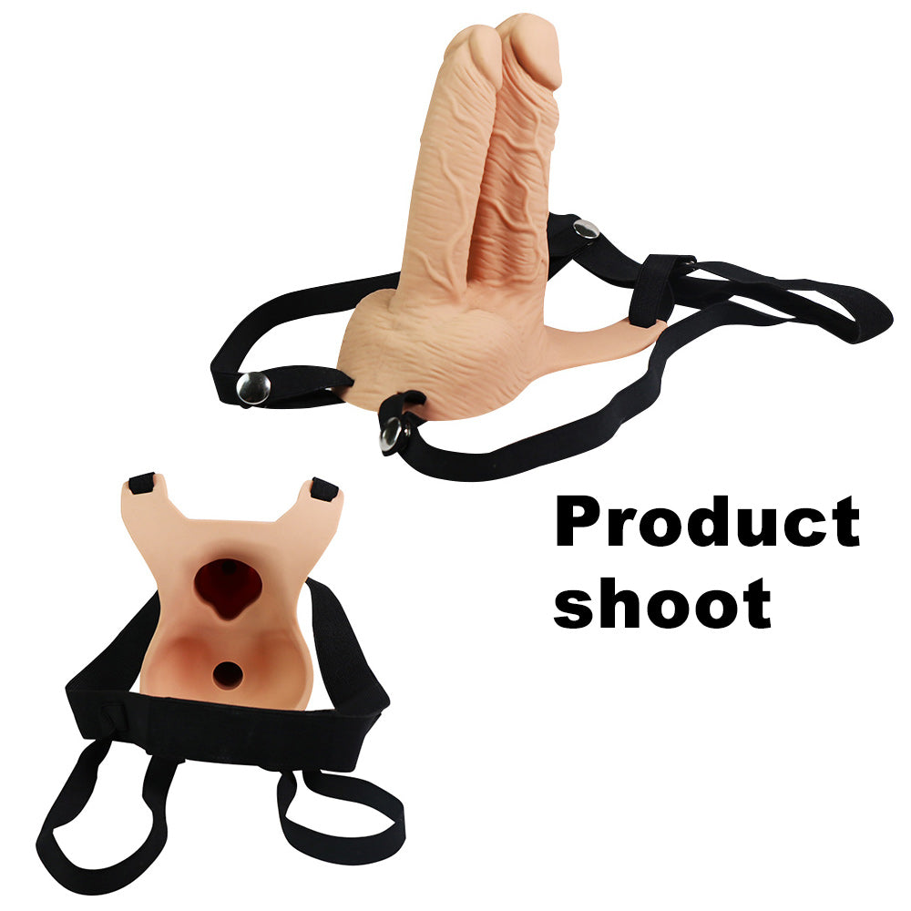 Hollow Vibrator Double Penetration Strap On Dildo