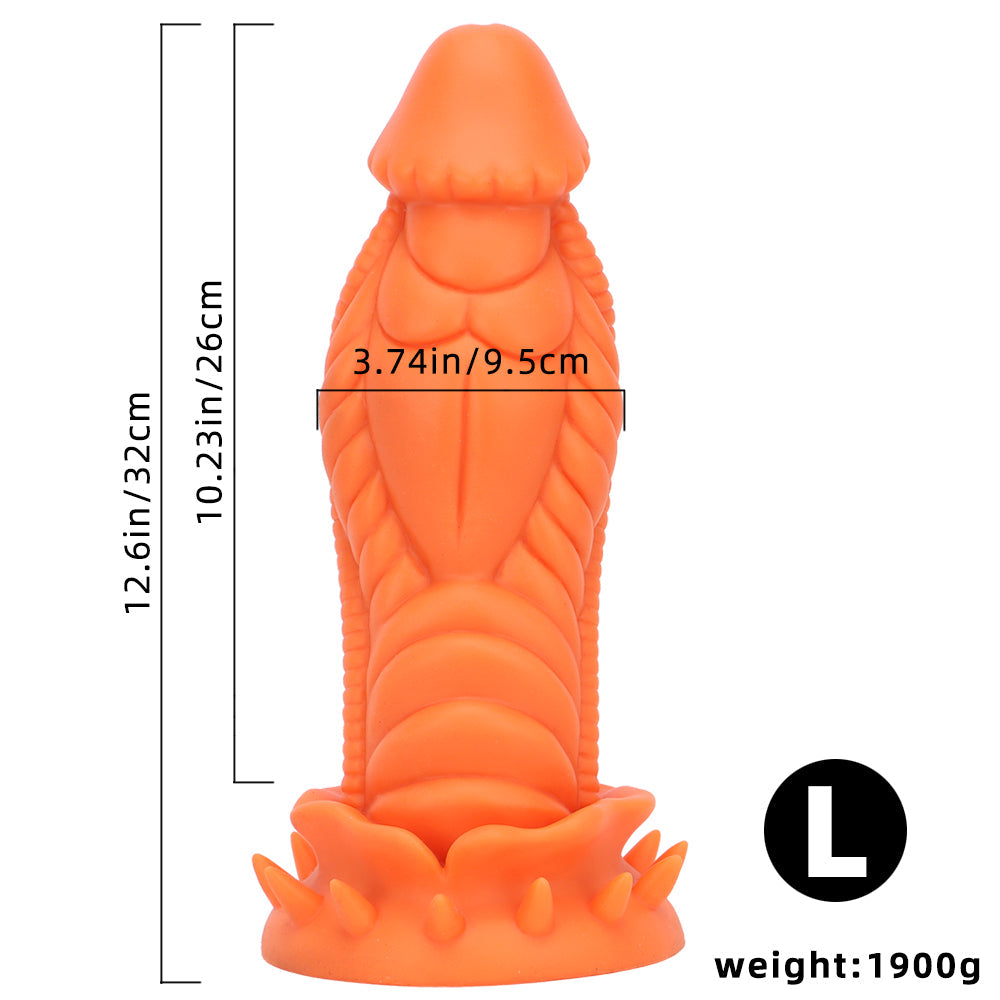 Orange 3 Inch Thick Spiked Dragon Dildo