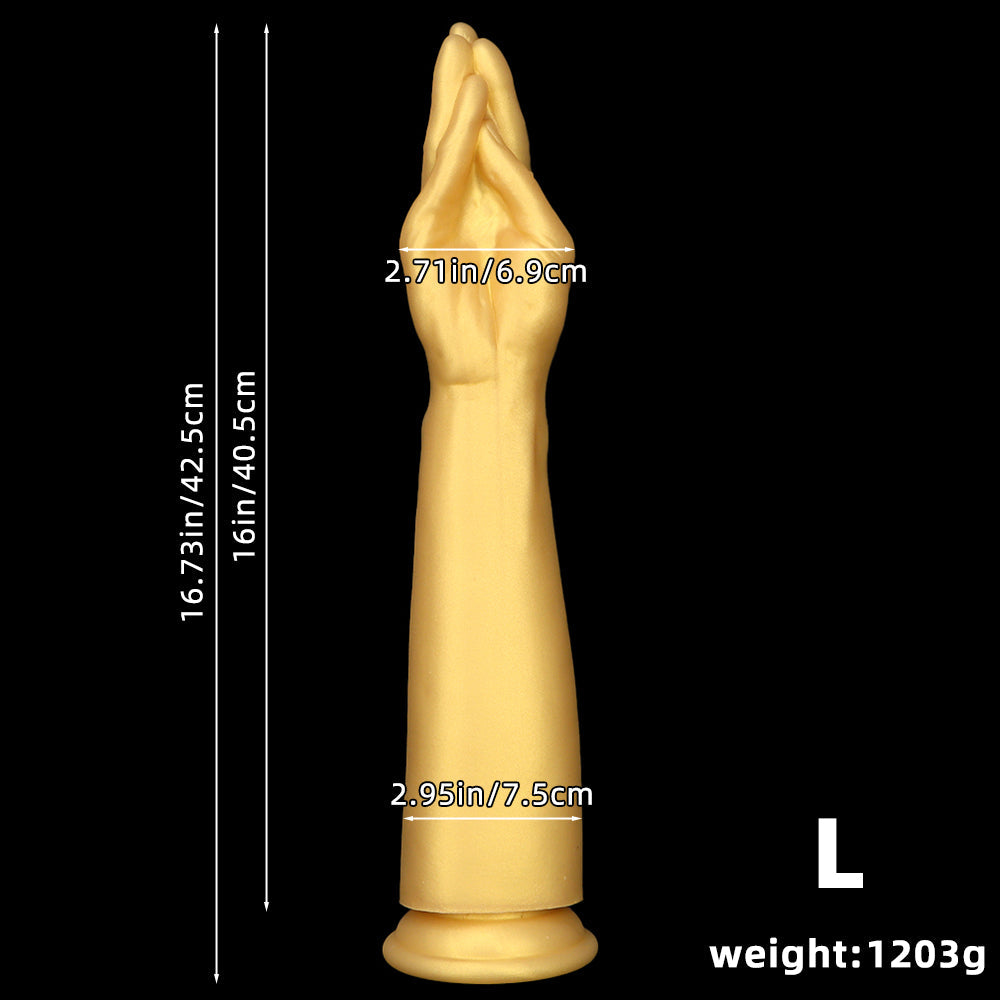 16 Inch Gold Real Hand Model Fist Dildo