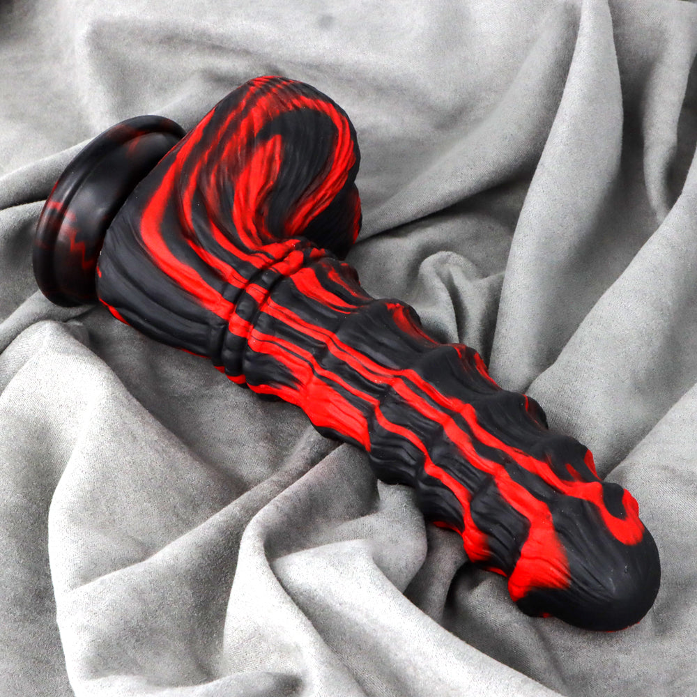Dark Bamboo Ribbed Silicone Fantasy Dildo