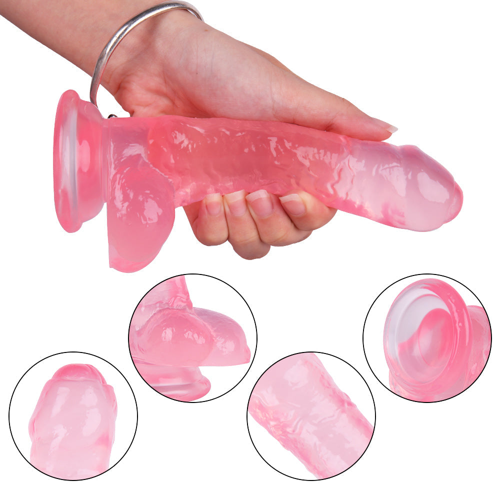 7 Inch Colorful Jelly Dildo With Foreskin