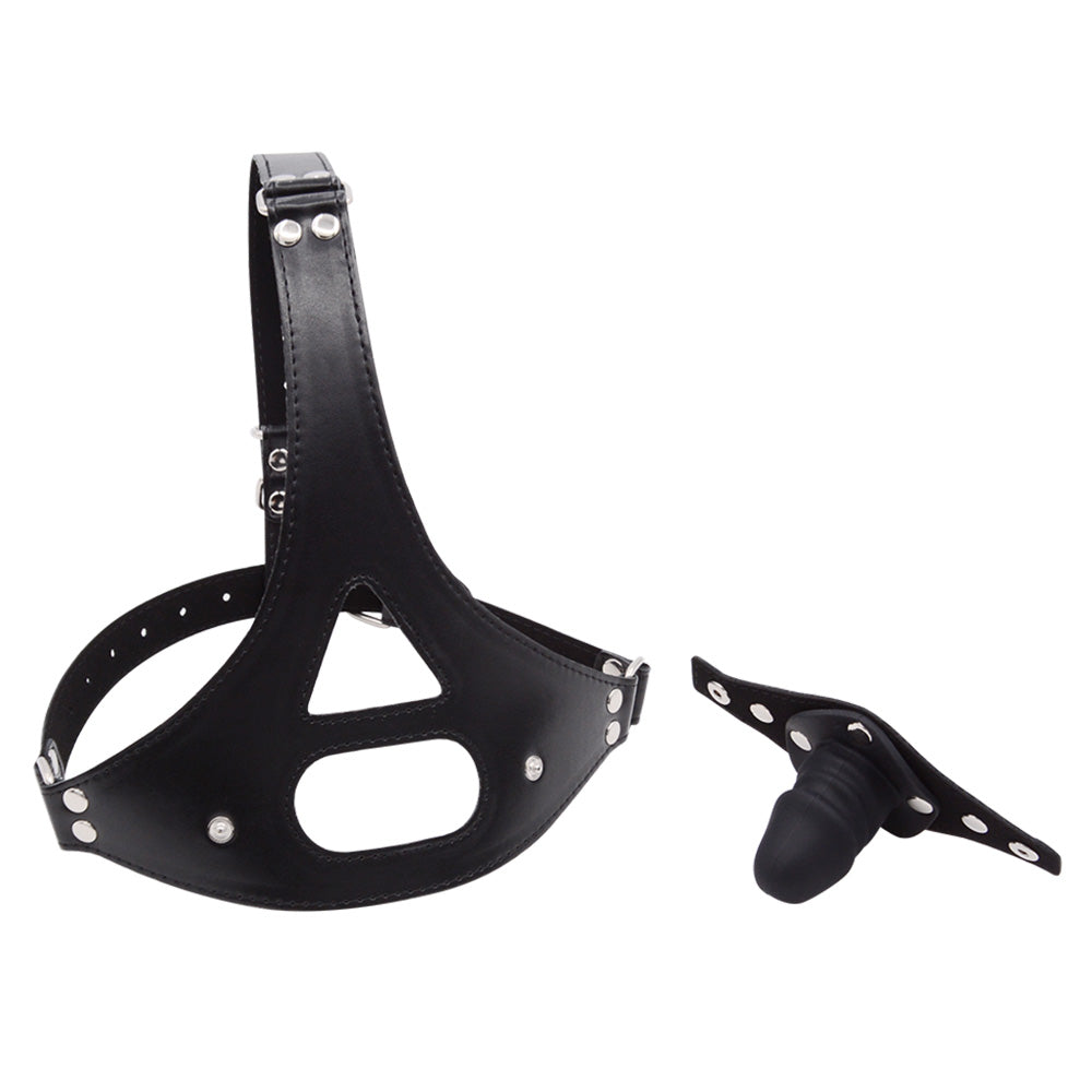 Removable Leather Custom Gag BDSM Dildo Mask