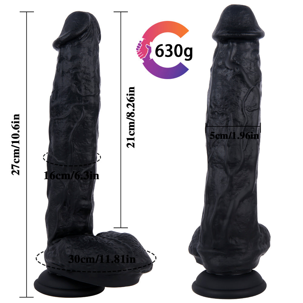 10 Inch Black Silicone Giant Realistic Dildo