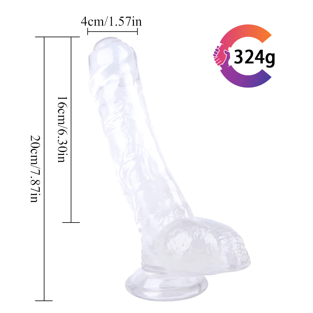 7 Inch With Foreskin Clear Jelly Dildo