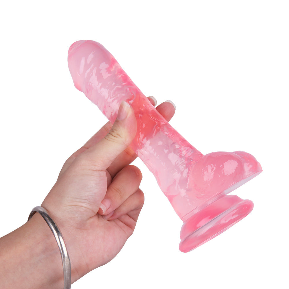 7 Inch Colorful Jelly Dildo With Foreskin