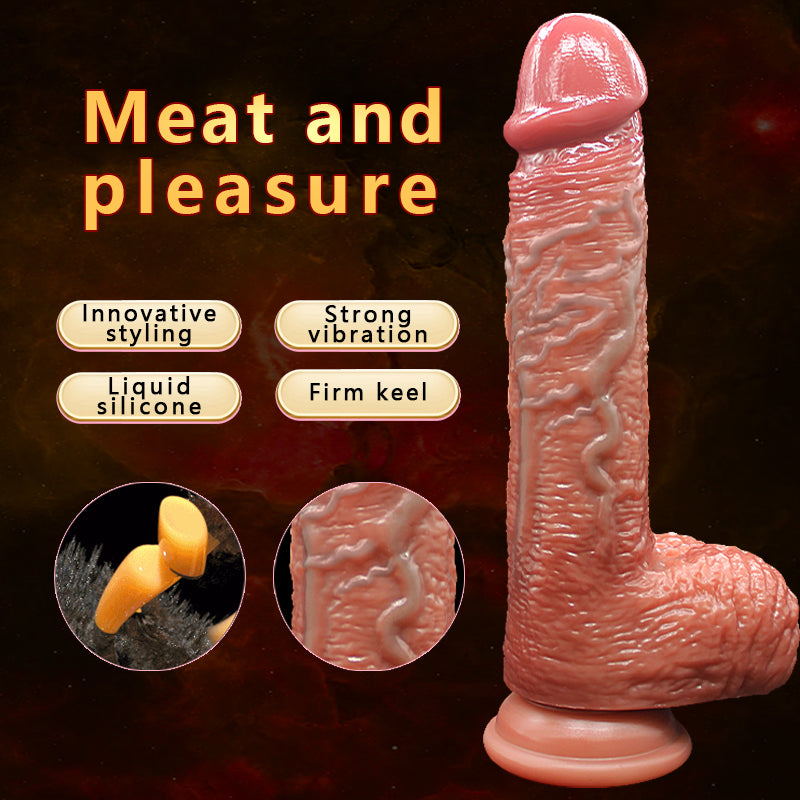 Powerful 8 Inch Realistic Vibrating Thrusting Dildo