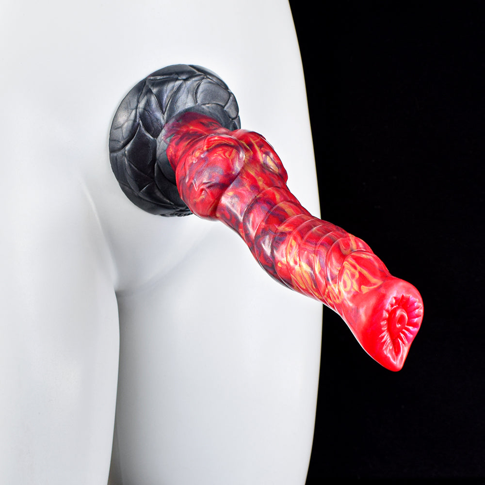 9 Inch Textured Red Monster Horse Dildo