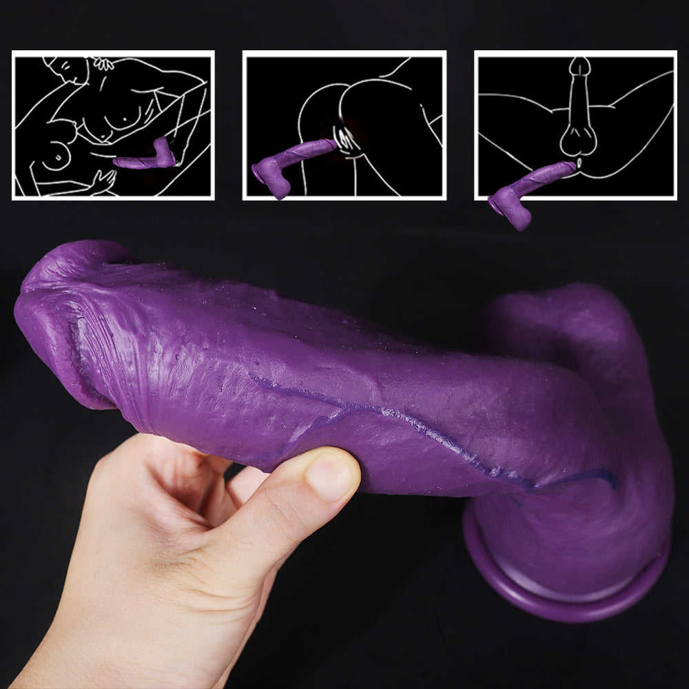 12 Inch Extra Long Soft Purple Realistic Dildo
