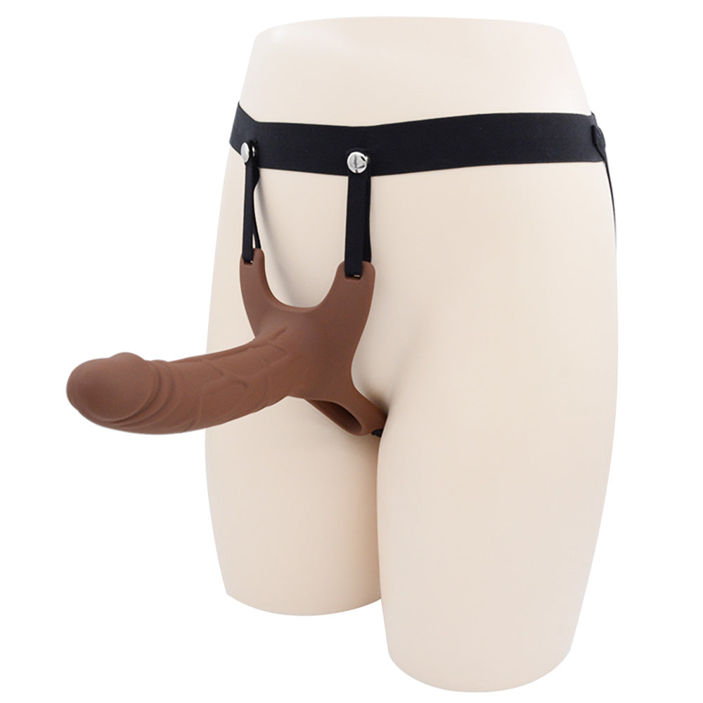 Hollow Strap On For Men Brown Silicone