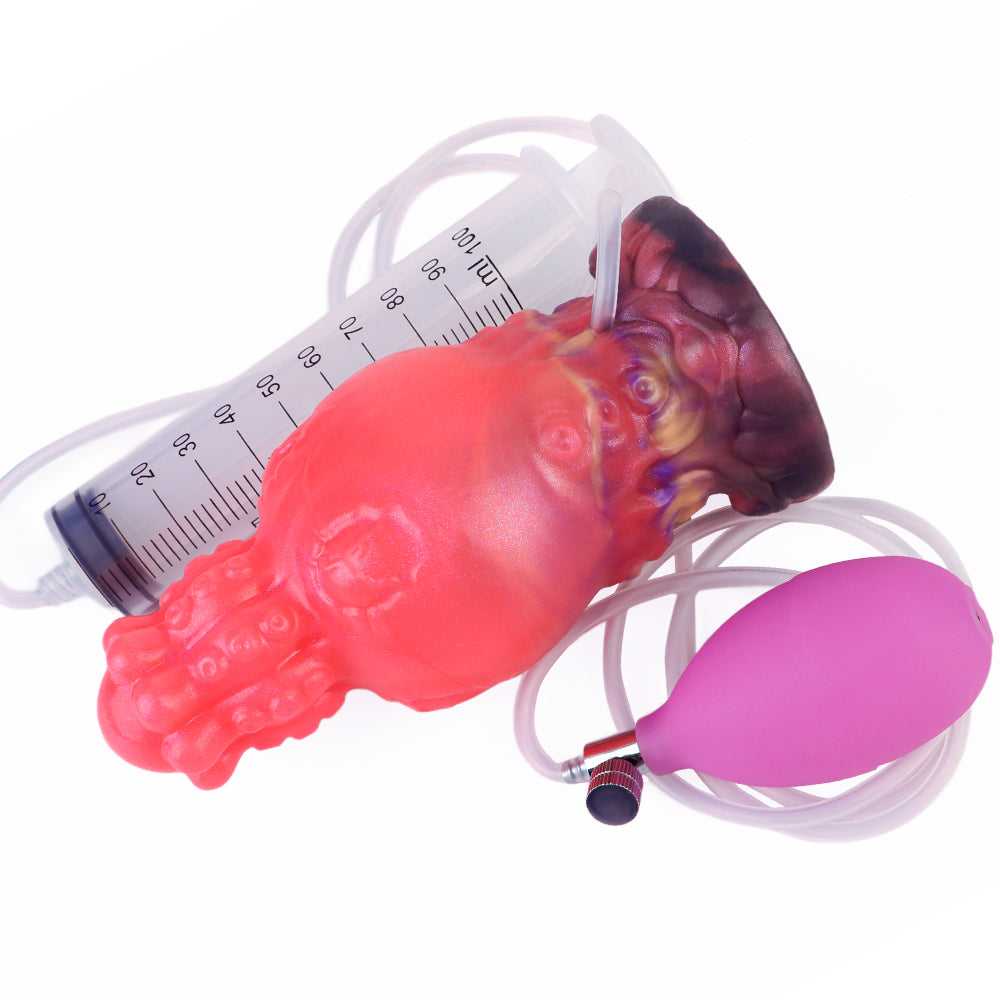 Red Tentacle Knot Inflatable Cumshot Dildo