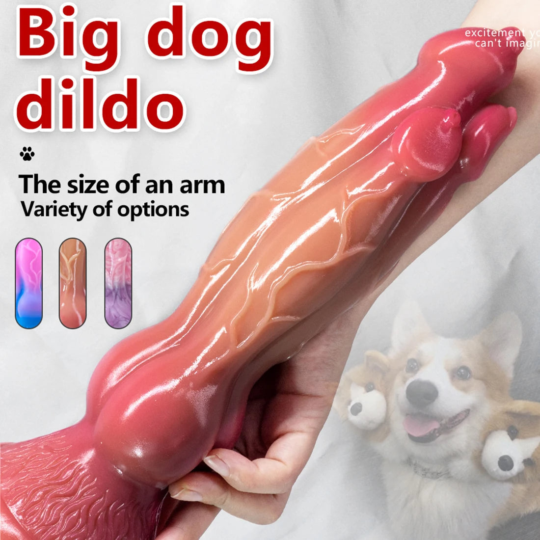 11 Inch Mutant Three Head Big Dog Dildo—Various colors