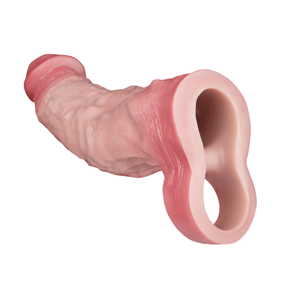 8 Inch Real Textured Vibrating Cock Sleeve