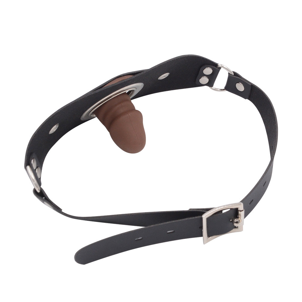 Black Leather Removable Facial Dildo Gag