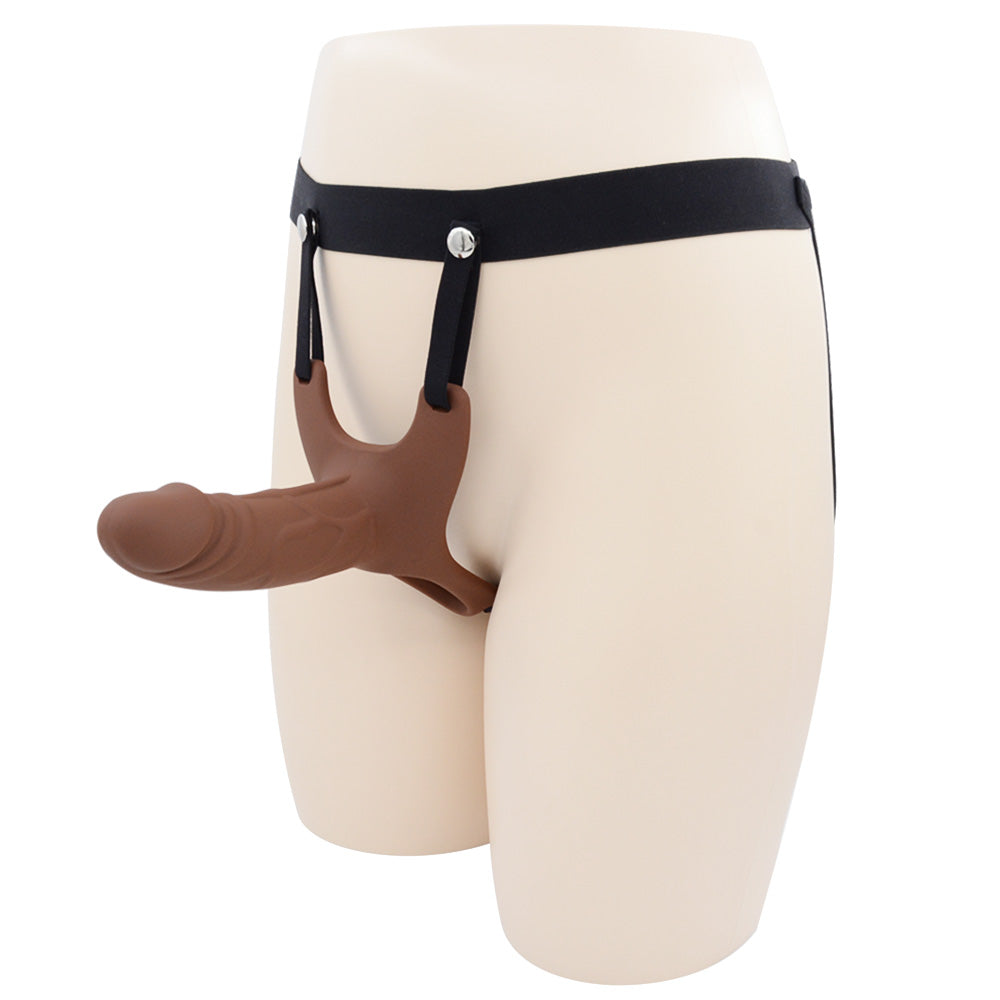 Hollow Strap On For Men Brown Silicone