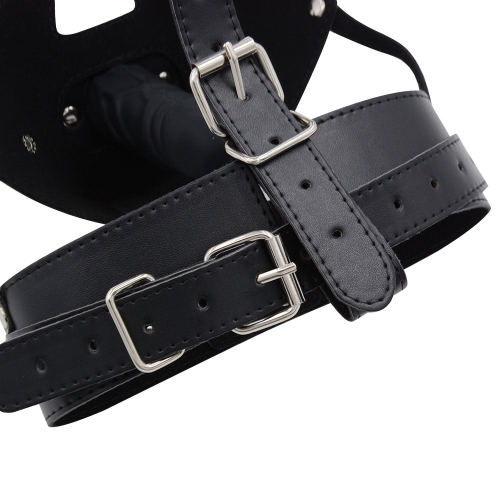 Black Strap On Mask Face Dildo Gag