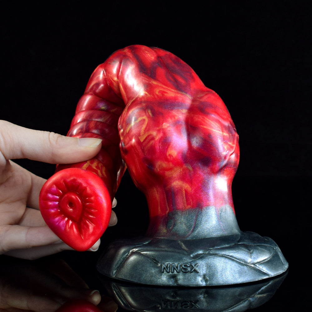 9 Inch Textured Red Monster Horse Dildo